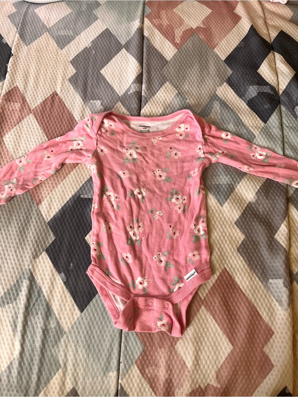 Gerber Pink Floral Long-Sleeve Baby Bodysuit